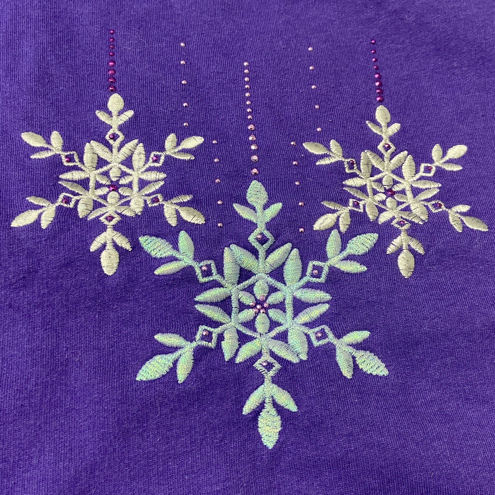 Vintage M&C Sportswear Purple Christmas Holiday Sweater Snowflakes Women Size M