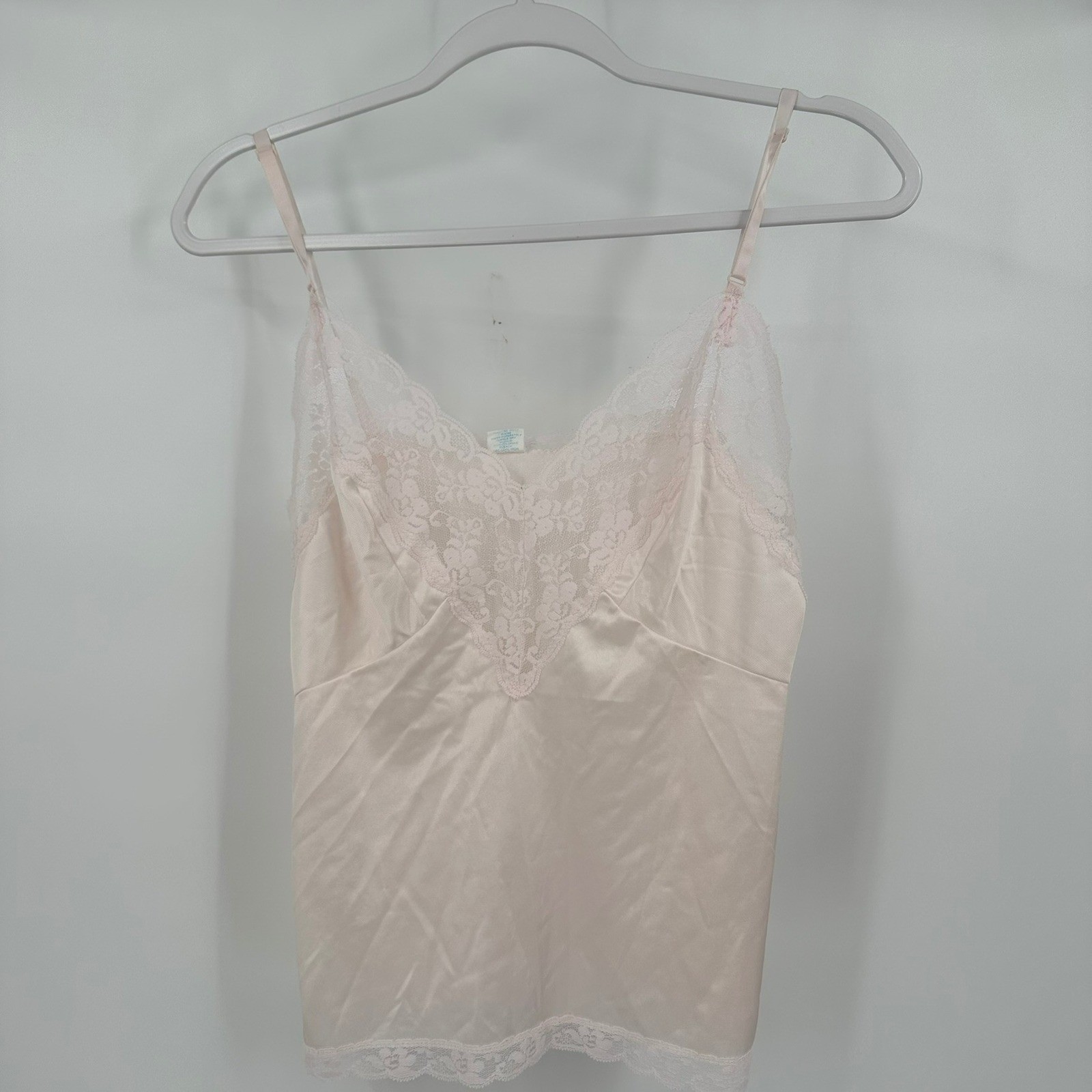 Dawn To Dusk Womens Babydoll Vintage Pink Lace Trim Camisole Top Size M Coquette