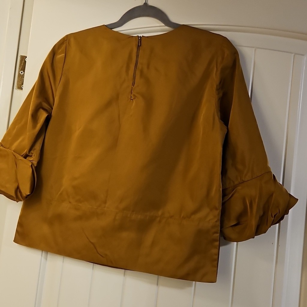 Vintage Chloé Ruffle-Sleeve Top – Mustard Gold Size 38 Made In France