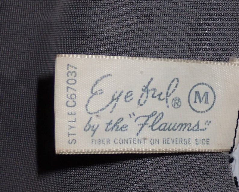 Vintage EYEFUL by „FLAUMS” Medium M PEIGNOIR Robe Cover Black & Pink Ribbon