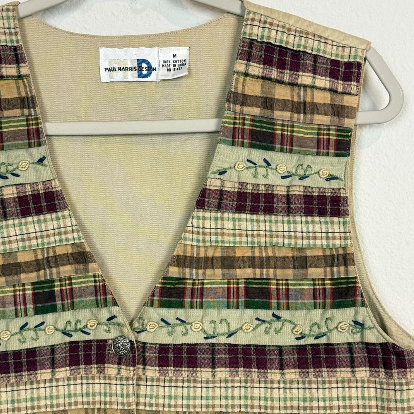 Vintage 90s Paul Harris Design Embroidered Cottagecore Vest M