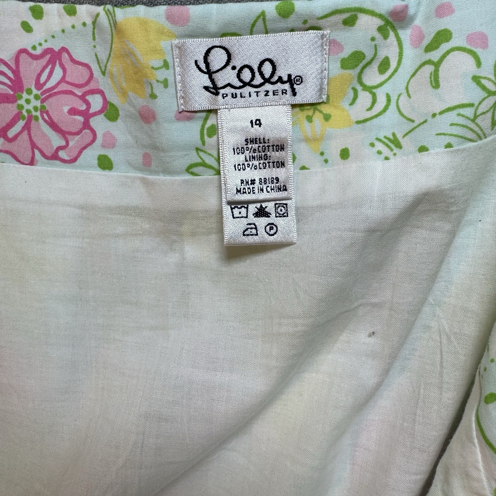 Vintage LILLY PULITZER White Label Pleated Meadow Skirt Sz 14 Summer Floral