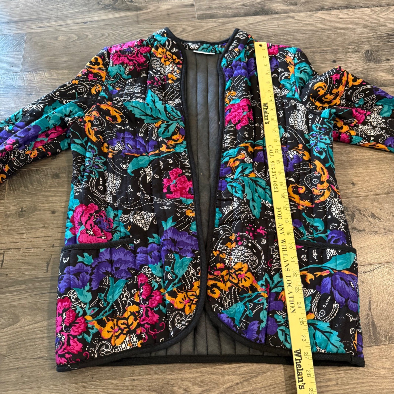 Item-Eyes Vintage Quilted Floral Paisley Open Front Jacket Womens Medium USA