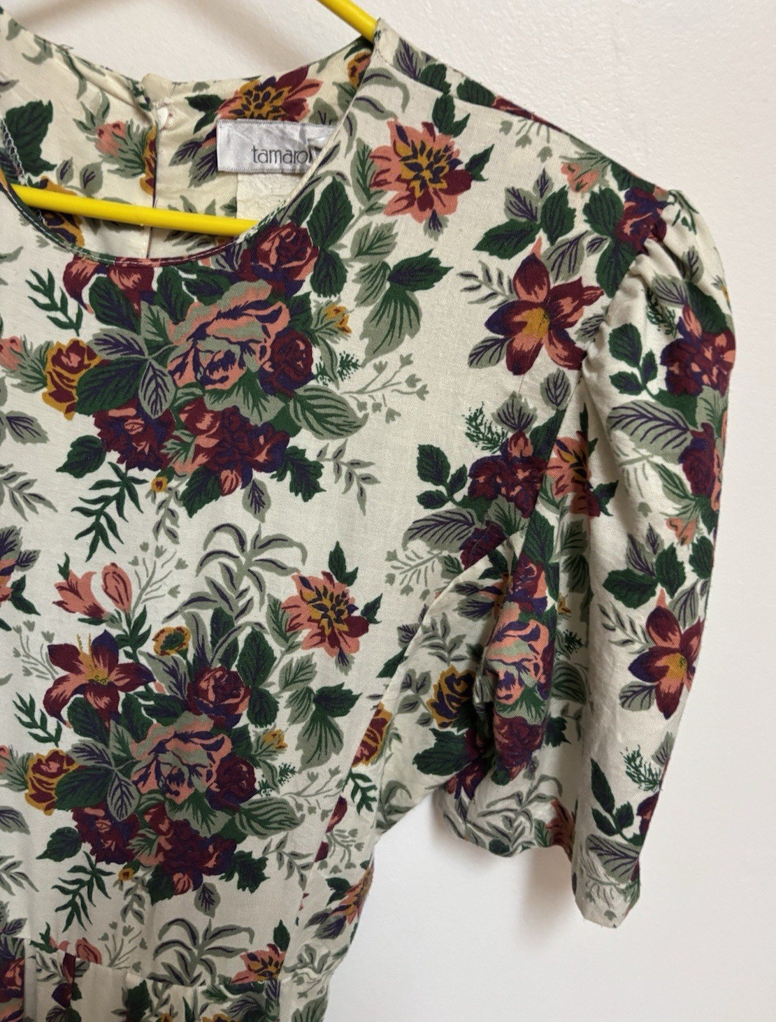 Vintage Tamaron Floral Tea Dress Midi A-line Cottagecore Size 12