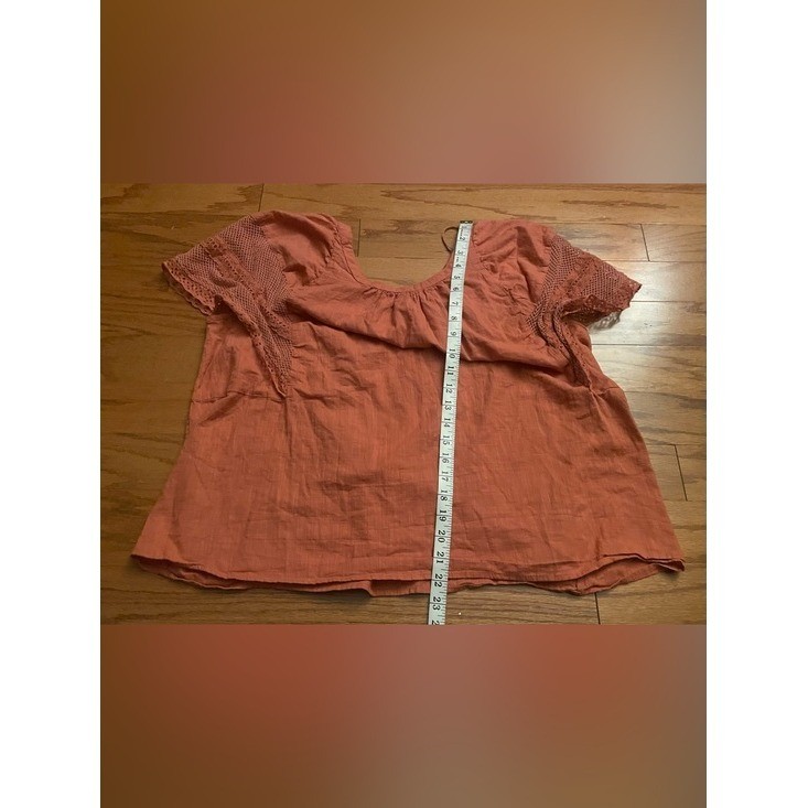 Old Navy Terracotta Cotton Crochet Lace Flutter Sleeve Boho Blouse Large