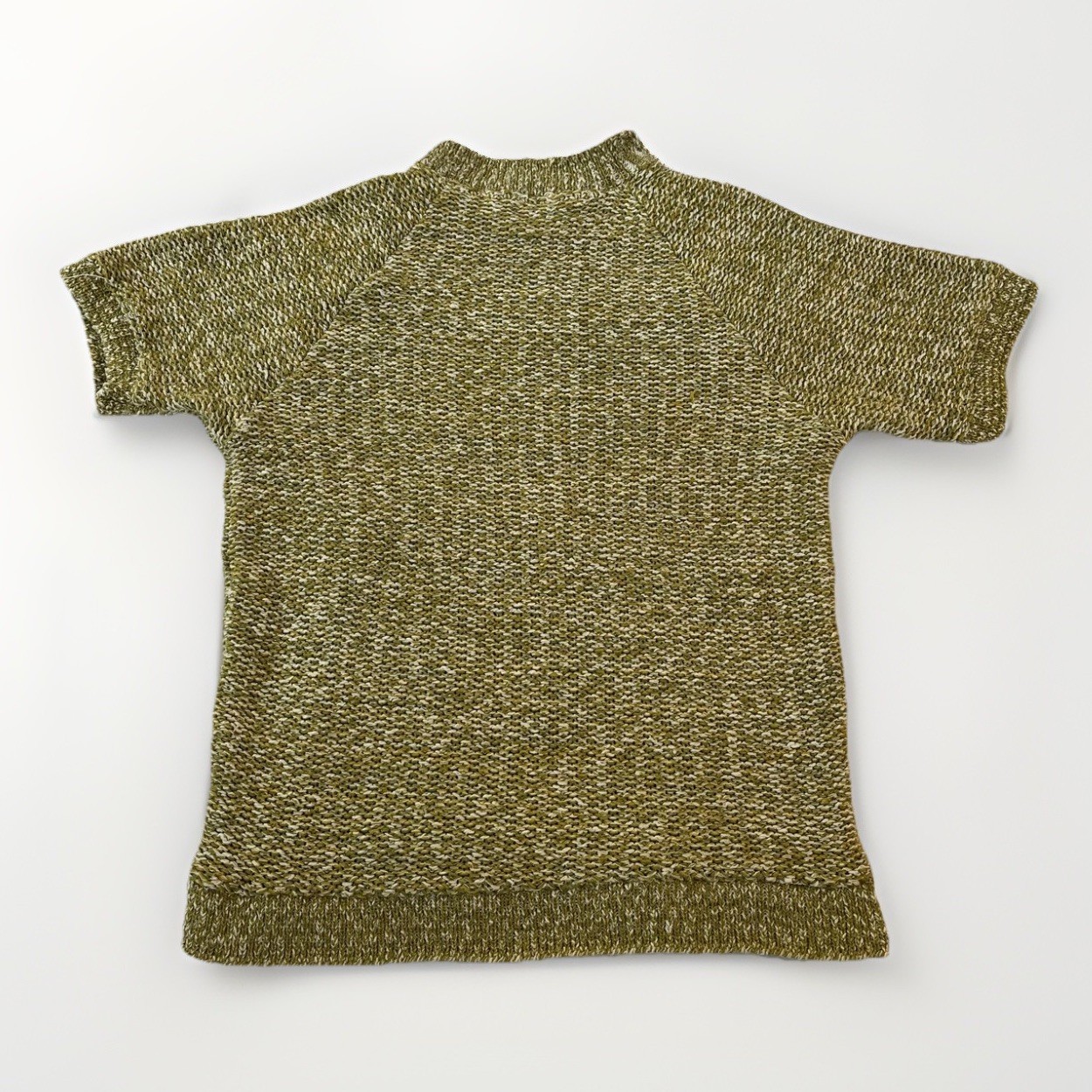 Vintage 50s Caldwell Knit Rite Hand Knit Sweater Short Sleeve Lg Green Yellow