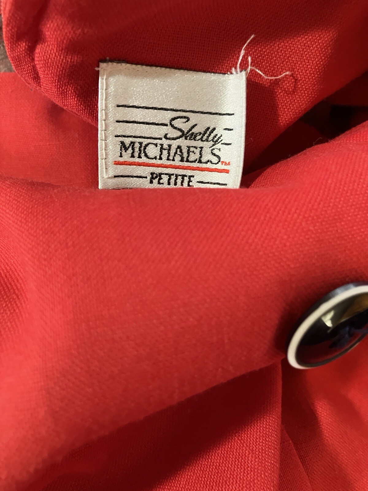1980s Shelly Michael’s Petites Red Navy Short Sleeve Double Breasted Dress Sz M