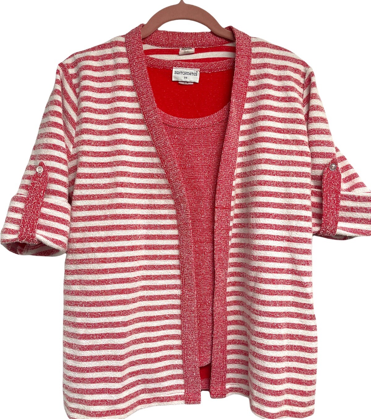 Vintage Switchmates Women’s Tank Cardigan Twin Set Polyester Terrycloth Sz M