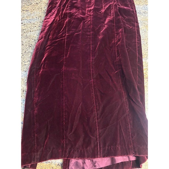 Vtg Niteline Della Roufogali Burgundy Velvet Maxi Dress Rhinestone Formal 10