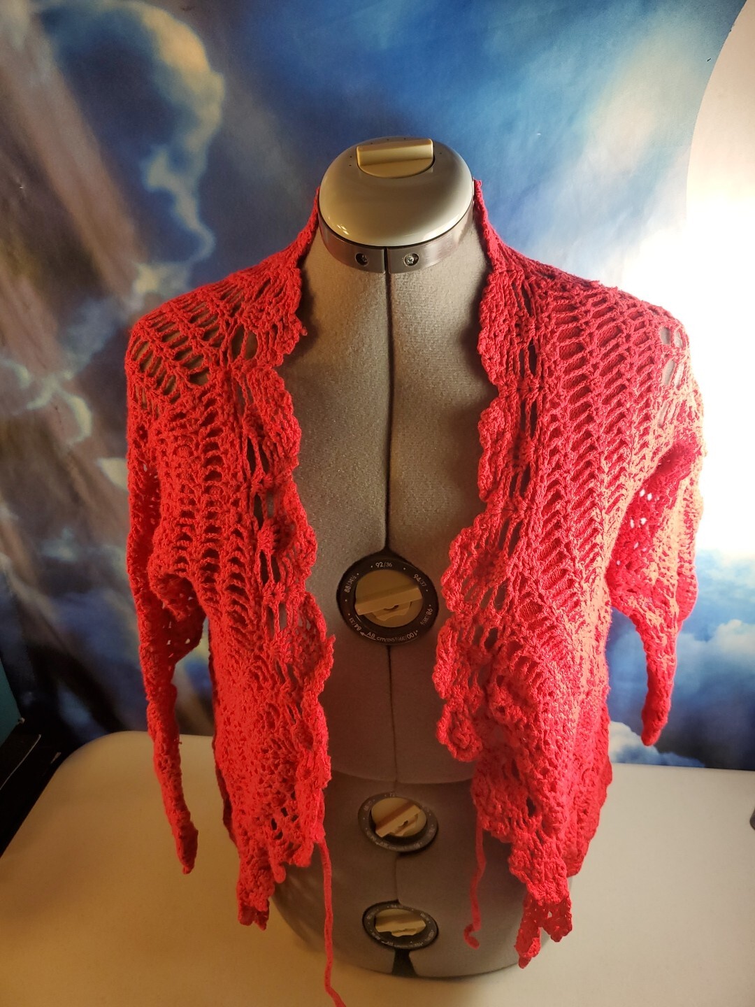 Vintage 80’s Bonnie And Bill By Holly Women’s Small Red Crochet Knit Sweater