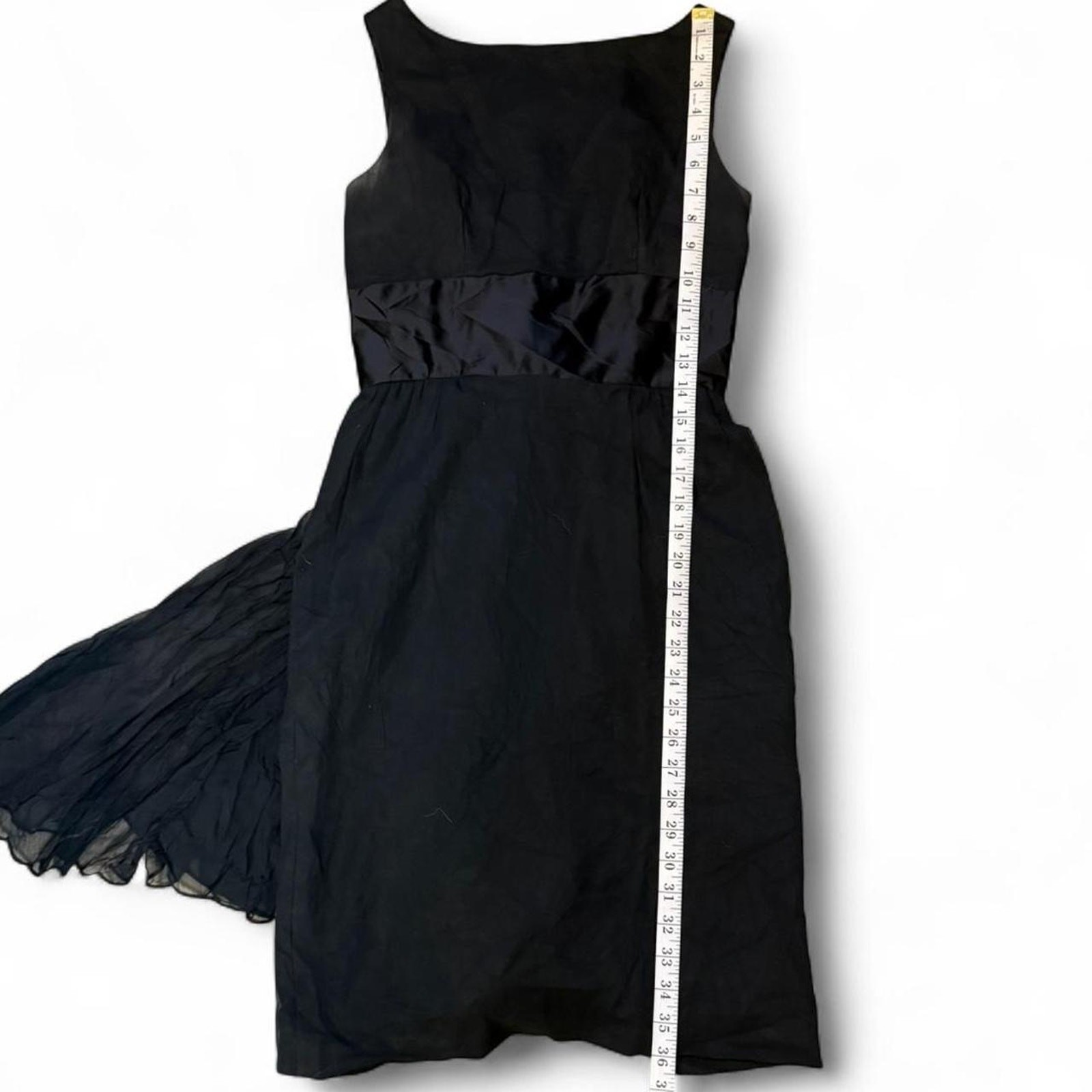 Classic elegant vintage sleeveless black dress w/ satin waistband women size 11