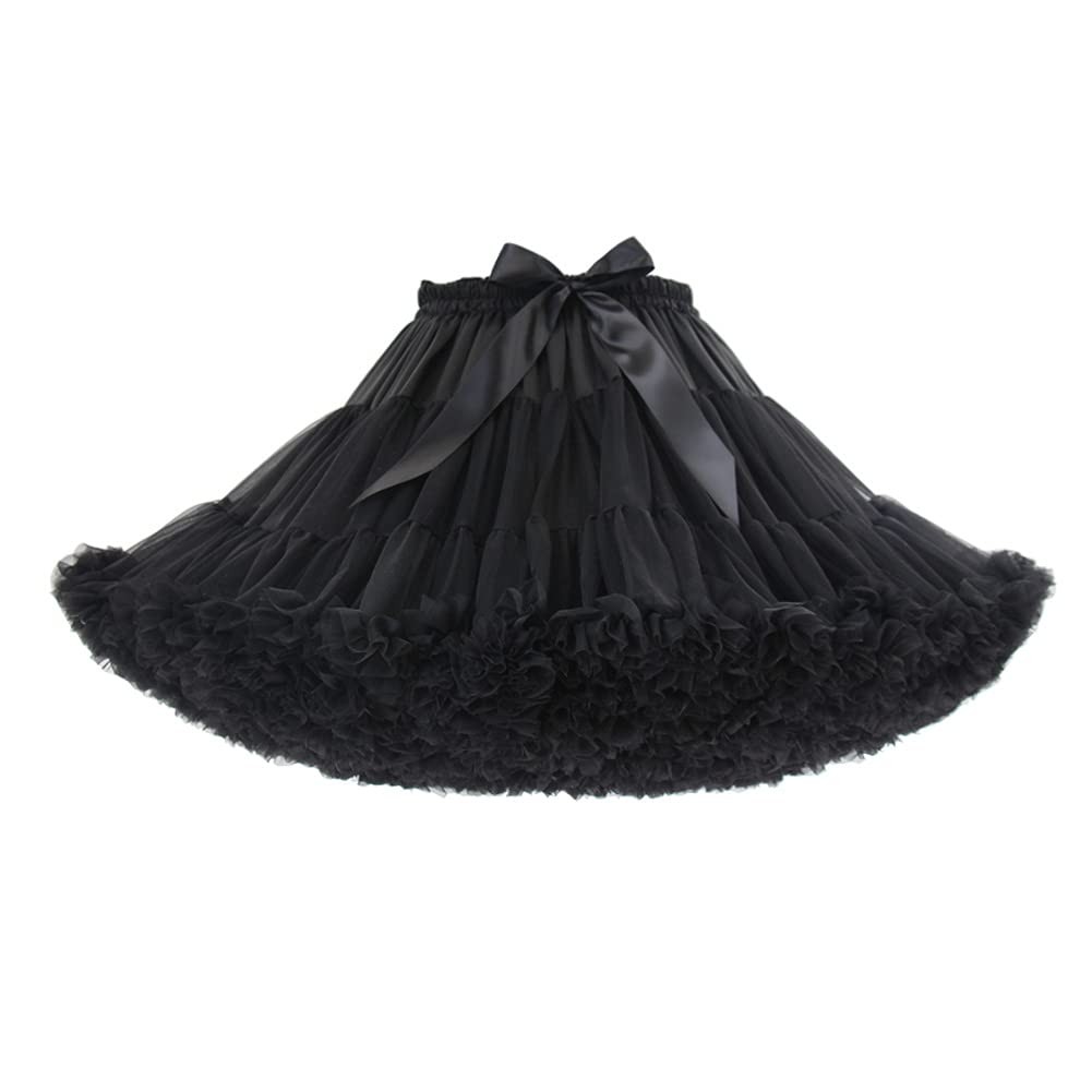 Women’s 3-Layered Elastic Waist Chiffon Petticoat Puffy Tutu Tulle Skirt