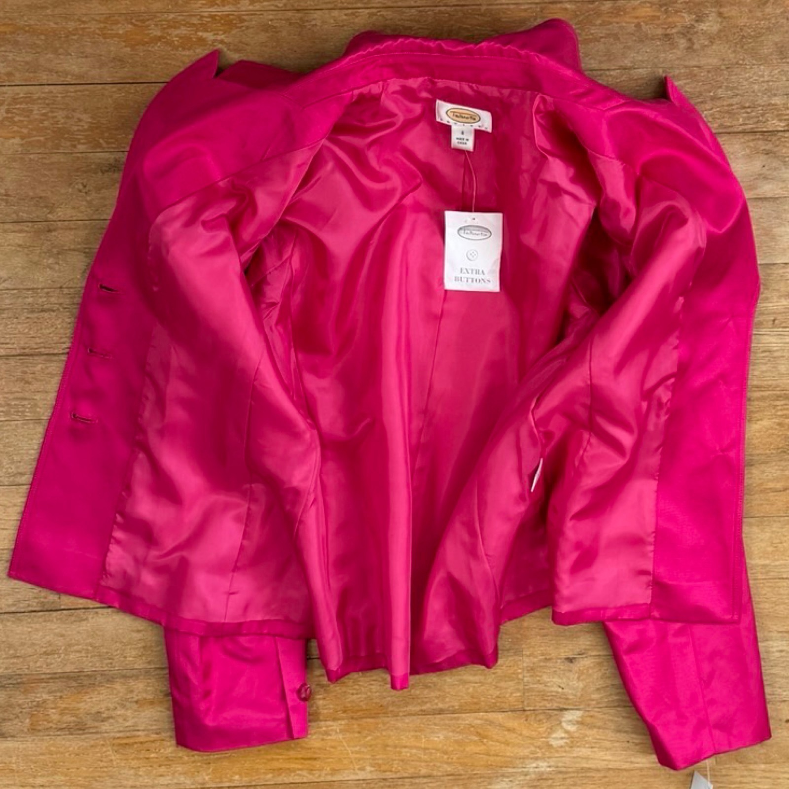 Vintage Bright Pink Blazer Womens Size Small Cotton/Silk Sport Coat Suit Jacket