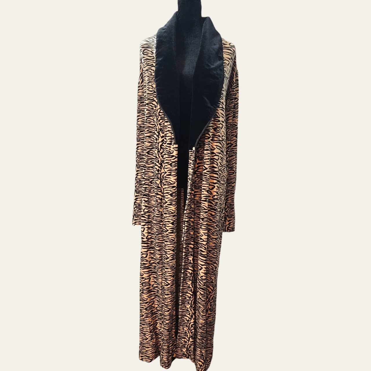Vintage 70s/80s Diamond Tea Velvet Zebra Print Robe Sz XL