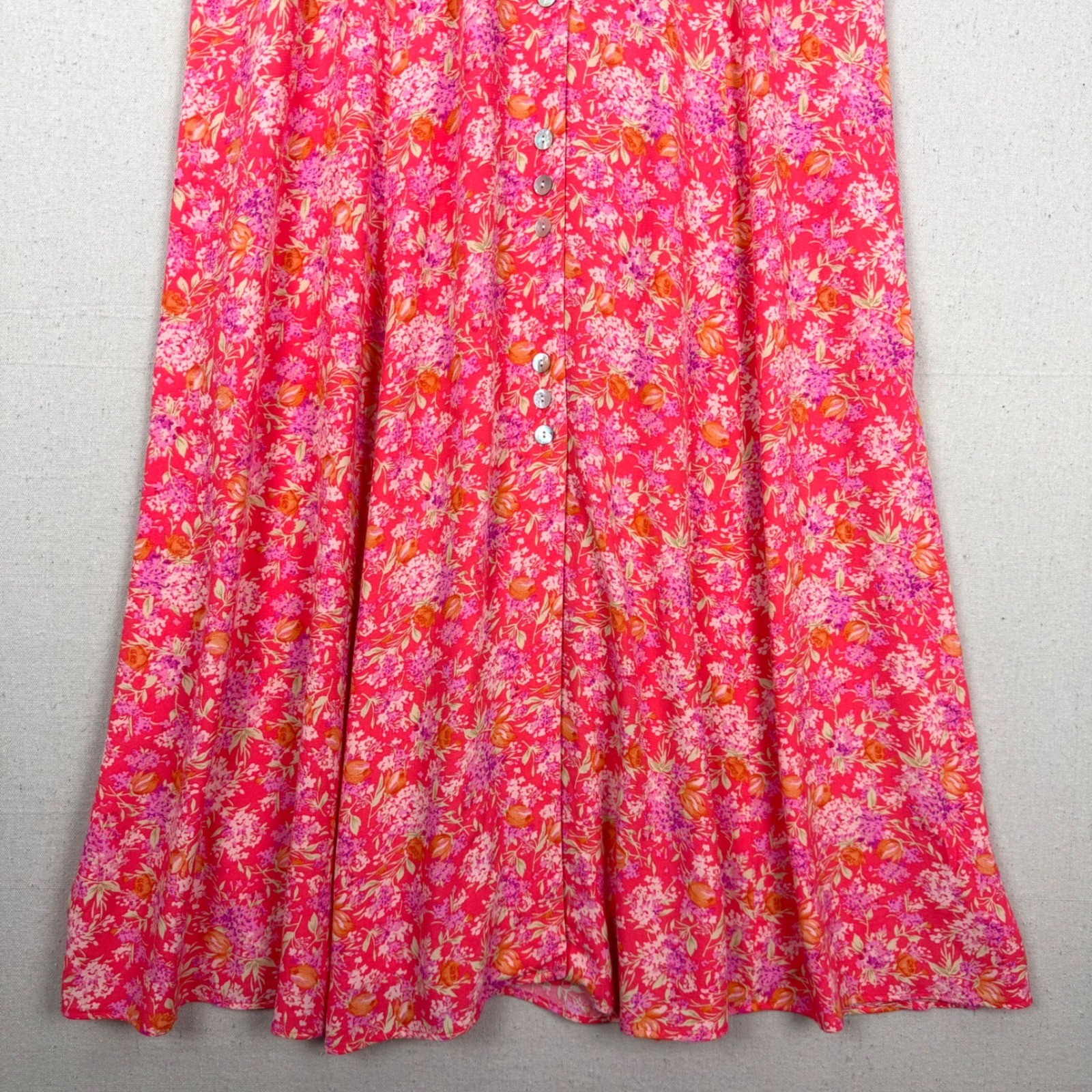 Betsy Lauren Vintage 90s Pink Floral Rayon Maxi Dress Cottagecore 8 1990s Garden