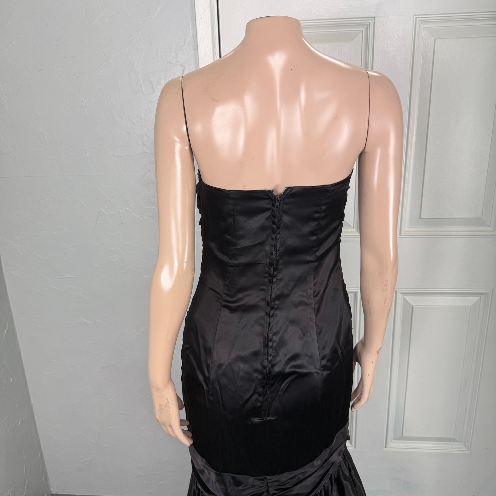 Vintage 80s 90s Mermaid Prom Women’s Dress Sequin Formal Maxi Strapless V3-11