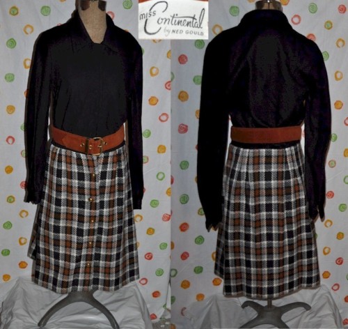 vintage NED GOULD 60’S DRESS w VEST Womens small -med CHIC MOD EUC