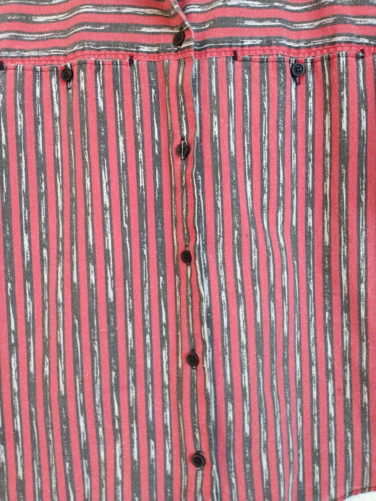 Carlyle VTG 90’s Womans Button Up Black Red White Stripe Short Sleeve Top Sz 12