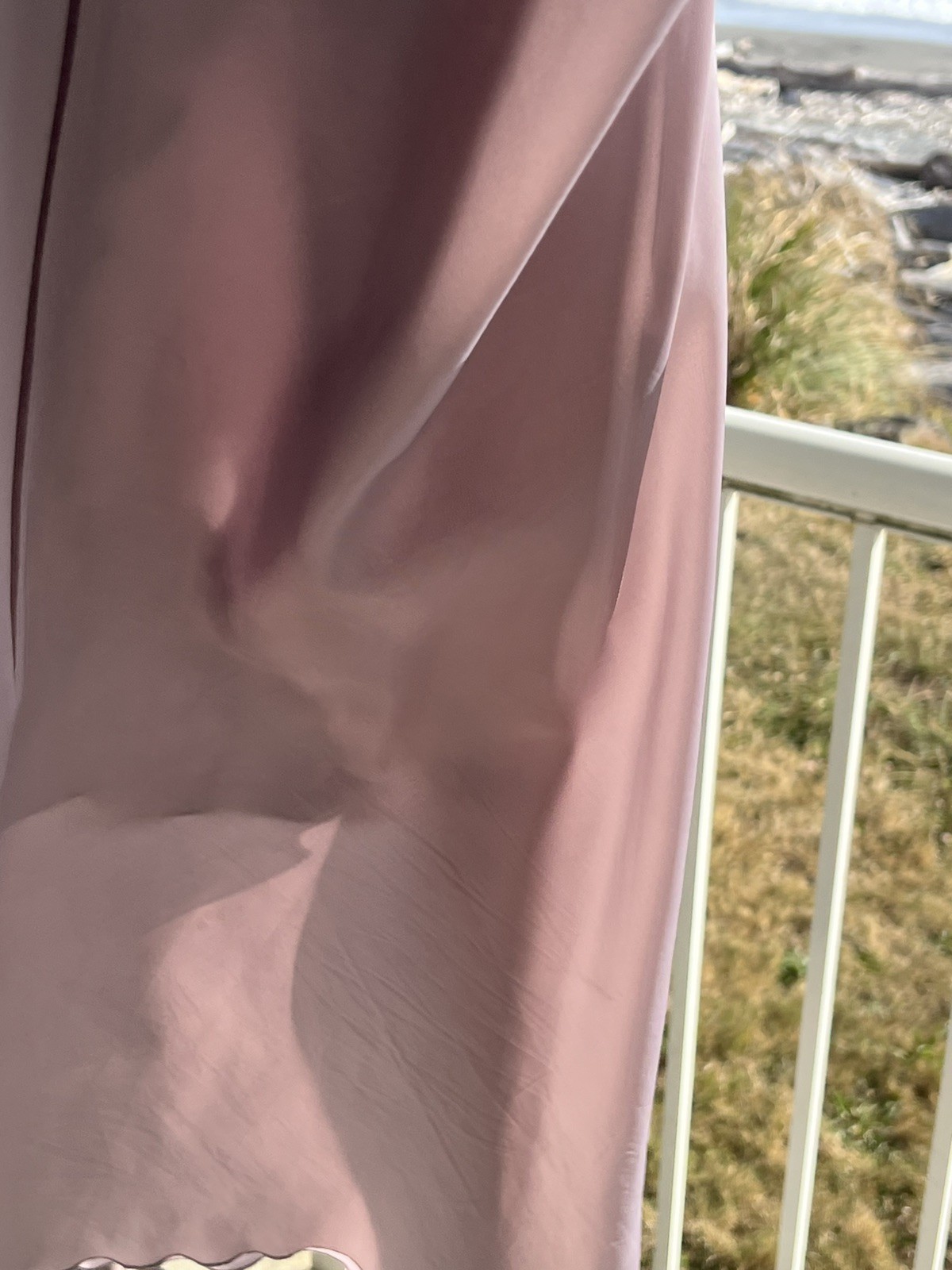 Newport News Vintage 100% Silk Sheer Clover Midi Dress Grey Purple Pink Med Y2k
