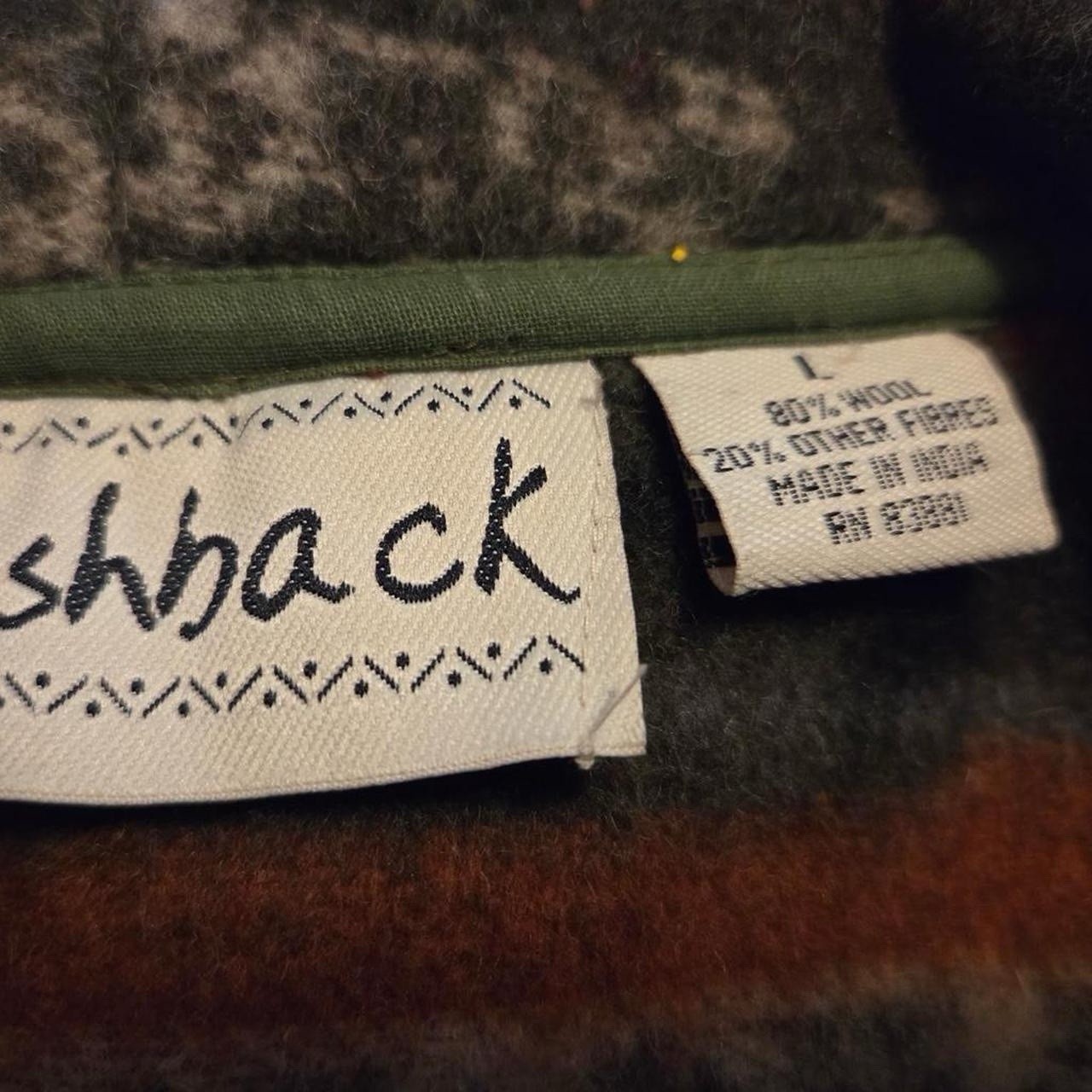 Vtg Flashback Southwestern Wool Blanket Jacket L Aztec Navajo Tribal Santa Fe