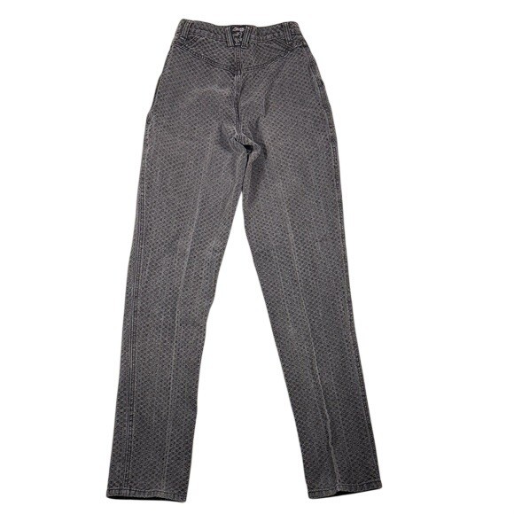 Blaze Riding Gear Vintage High Waist Textured Checkerboard Jeans Black 24×32.5