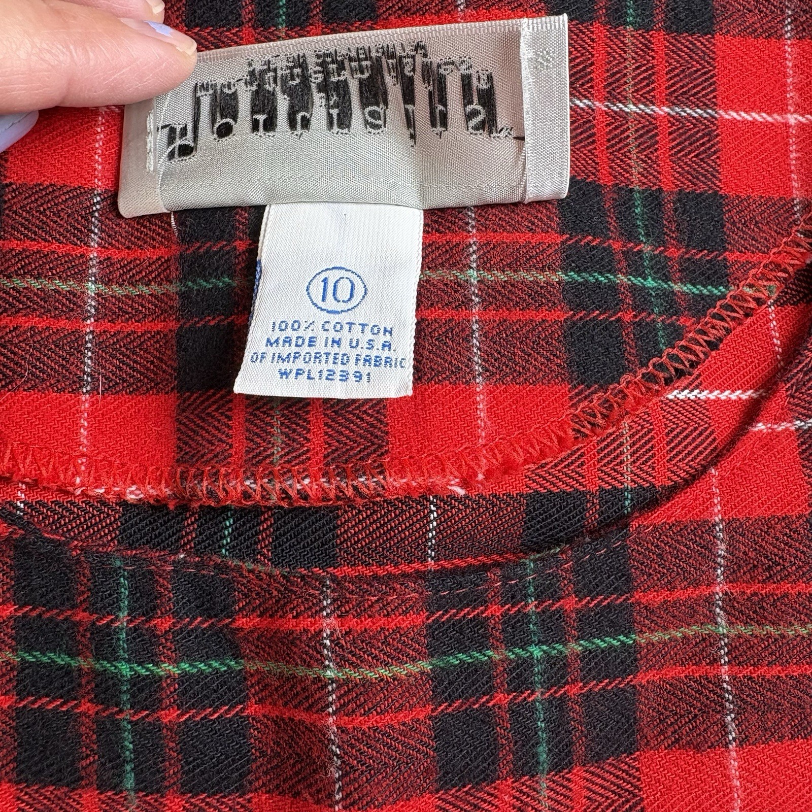 Portraits by Northern Isles Red Plaid Flannel Pleated Overall Dress Size 10