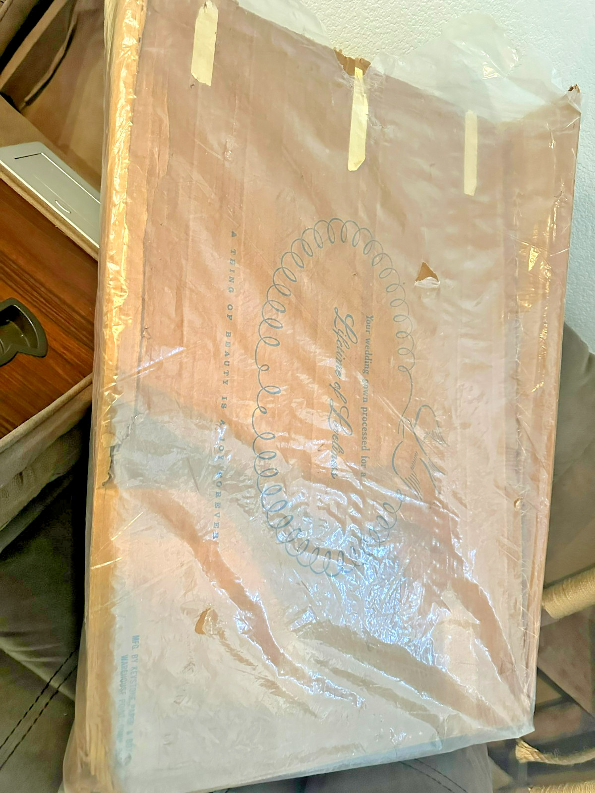 Vintage Satin Lace Wedding Dress Veil & Train Set – Pristine Preserved Box