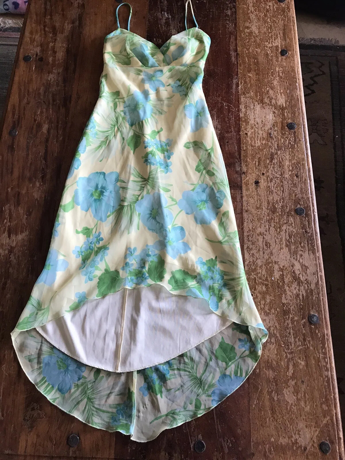vtg Y2K tropical breezy summer dress hi lo hemline vivid cheerful colors