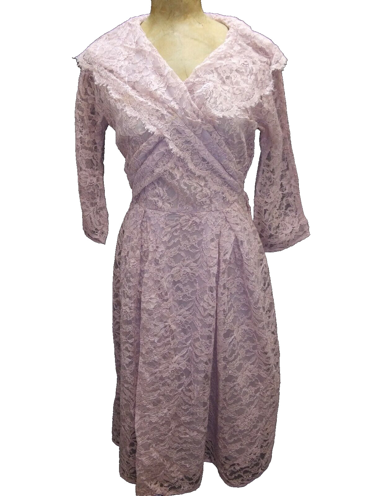 Vintage 1950’s Dusty Pink Rayon Lace Dress by Young Viewpoint Size Small