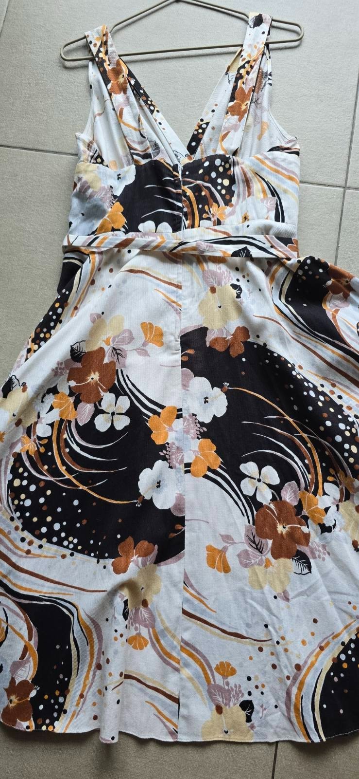 Vintage70sTRINA LEWIS& MARJON COUTURE Cotton Dress Abstract Floral Bust-90cm/35″