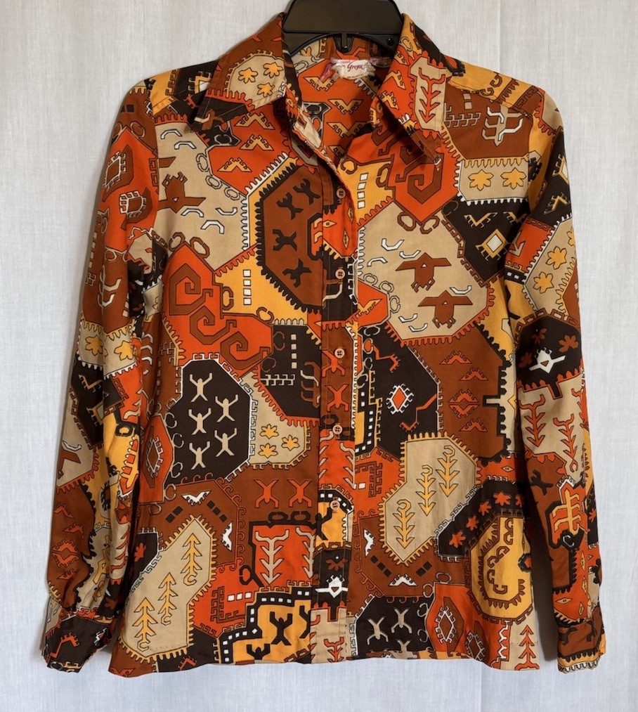 70s FASHIONED BY GREGORY MOD BLOUSE Festival Boho Disco Hippie Medium