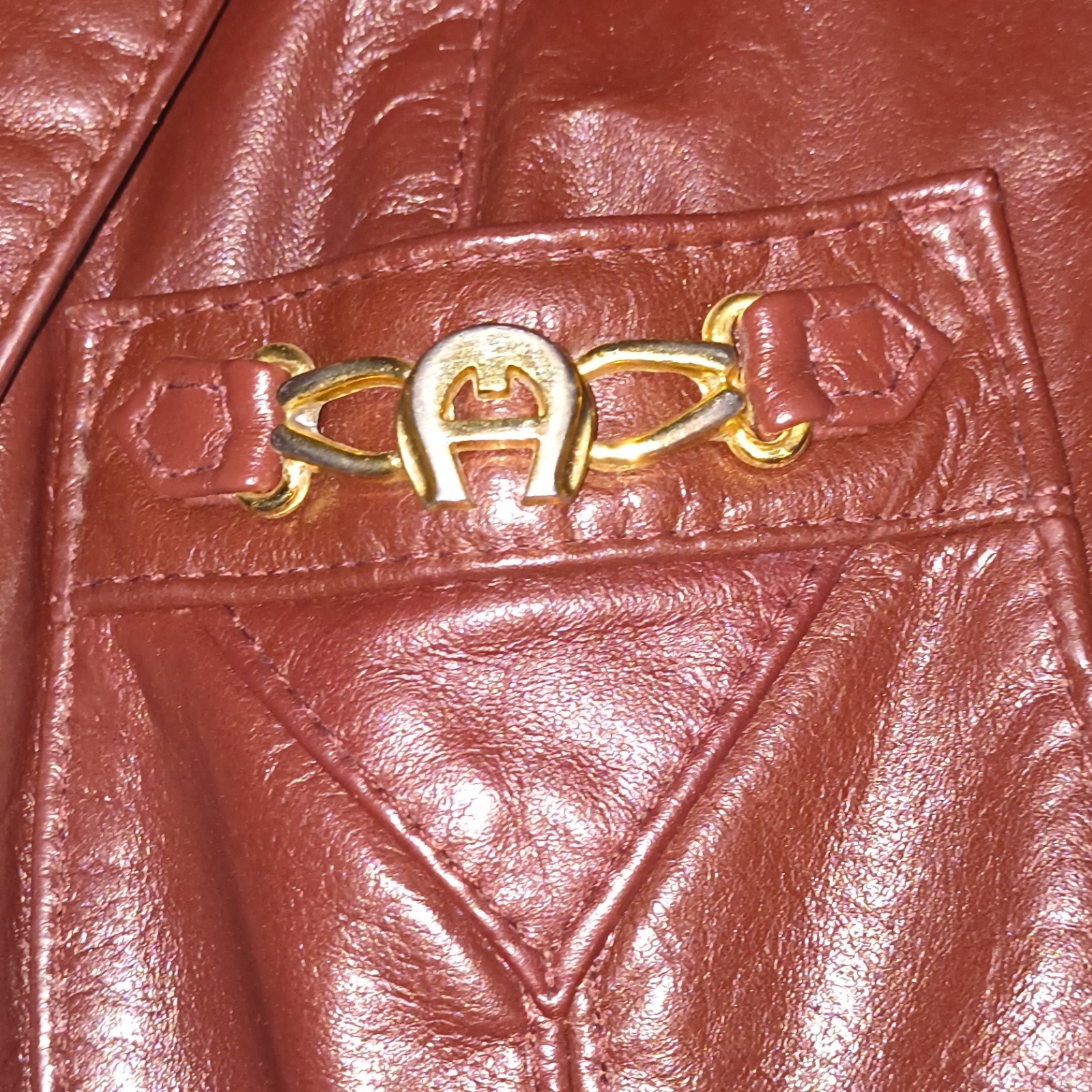 Etienne Aigner Women’s Brown Leather Blazer Jacket Regular Size