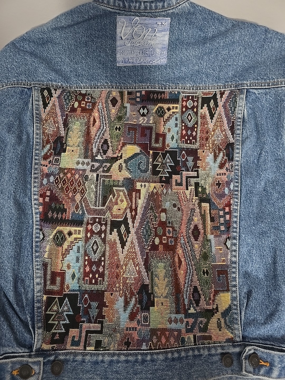 Von Ehrenpreis Jacket Women’s S Blue Denim Tapestry Coach New Hope PA Vintage