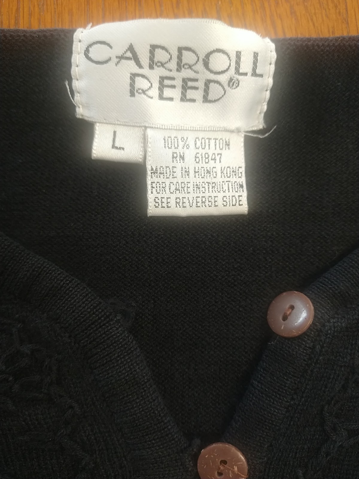 CARROLL REED Vintage Black Embroidered Blouse *SZ L* Made In Hong Kong
