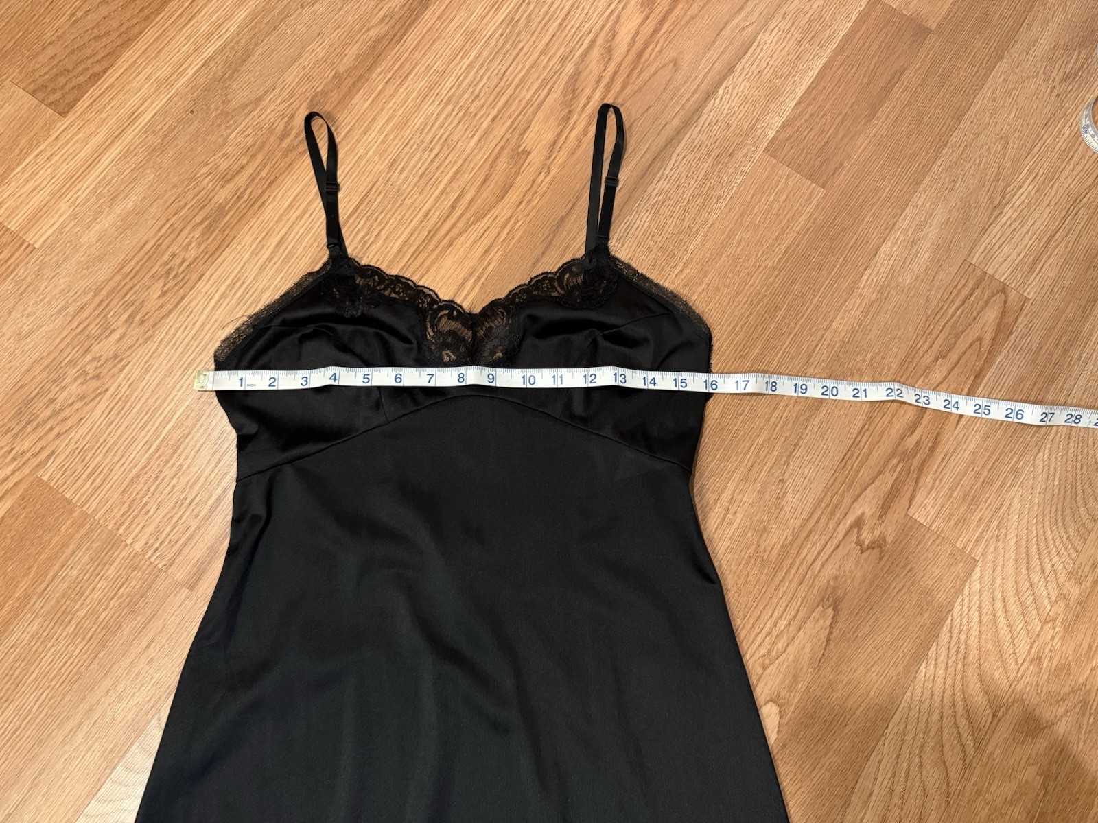 Vintage 70s 80s Adonna JCPenney Black Antron Nylon Slip Lace Trim 36 Union Made