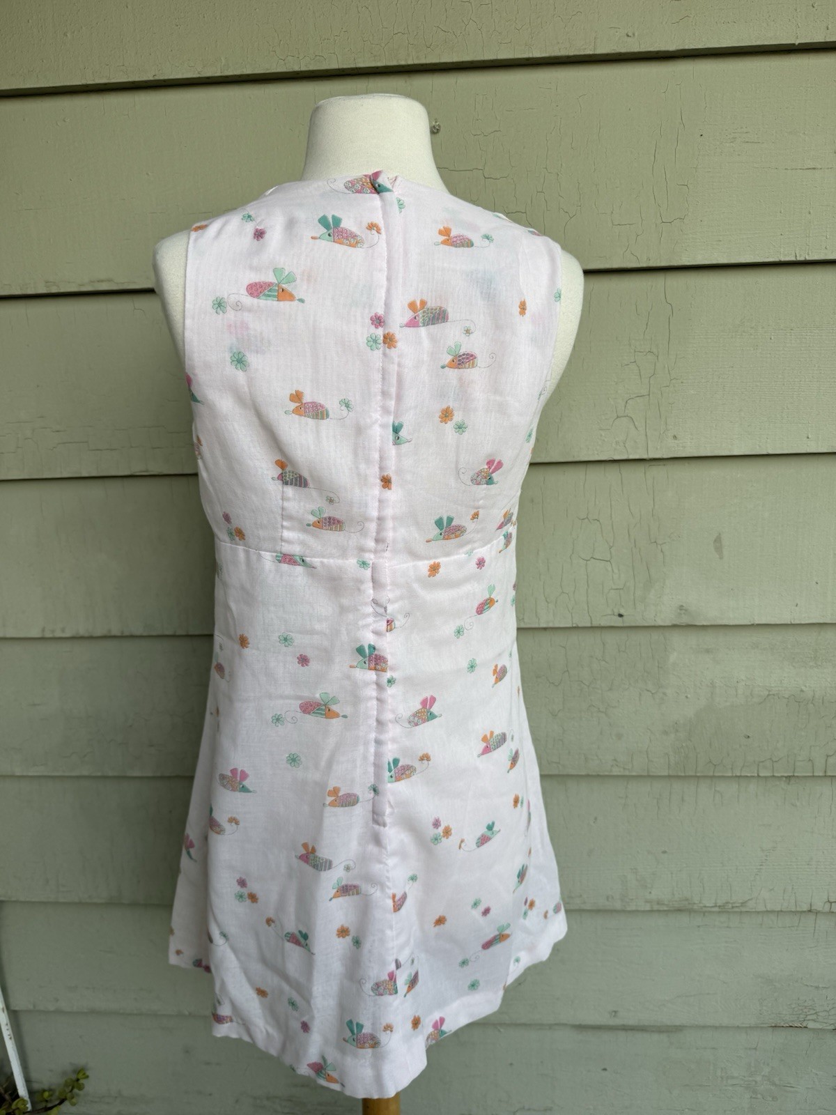 Vtg 70’s Terri Petites Mini Dress Pink Pastel Mouse Flower Print Junior 13 Wmn S