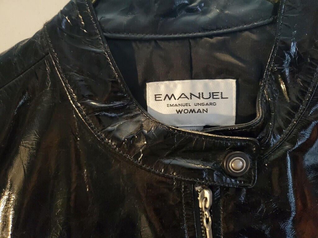 Emanuel Ungaro Woman’s Designer Black Patent Leather Vest Size 16 New