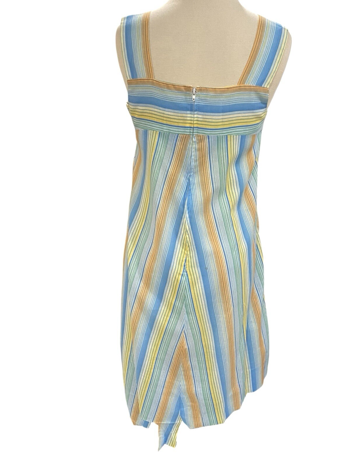 Vintage 70s Striped Mumu House Dress One Size Handmade Sleeveless