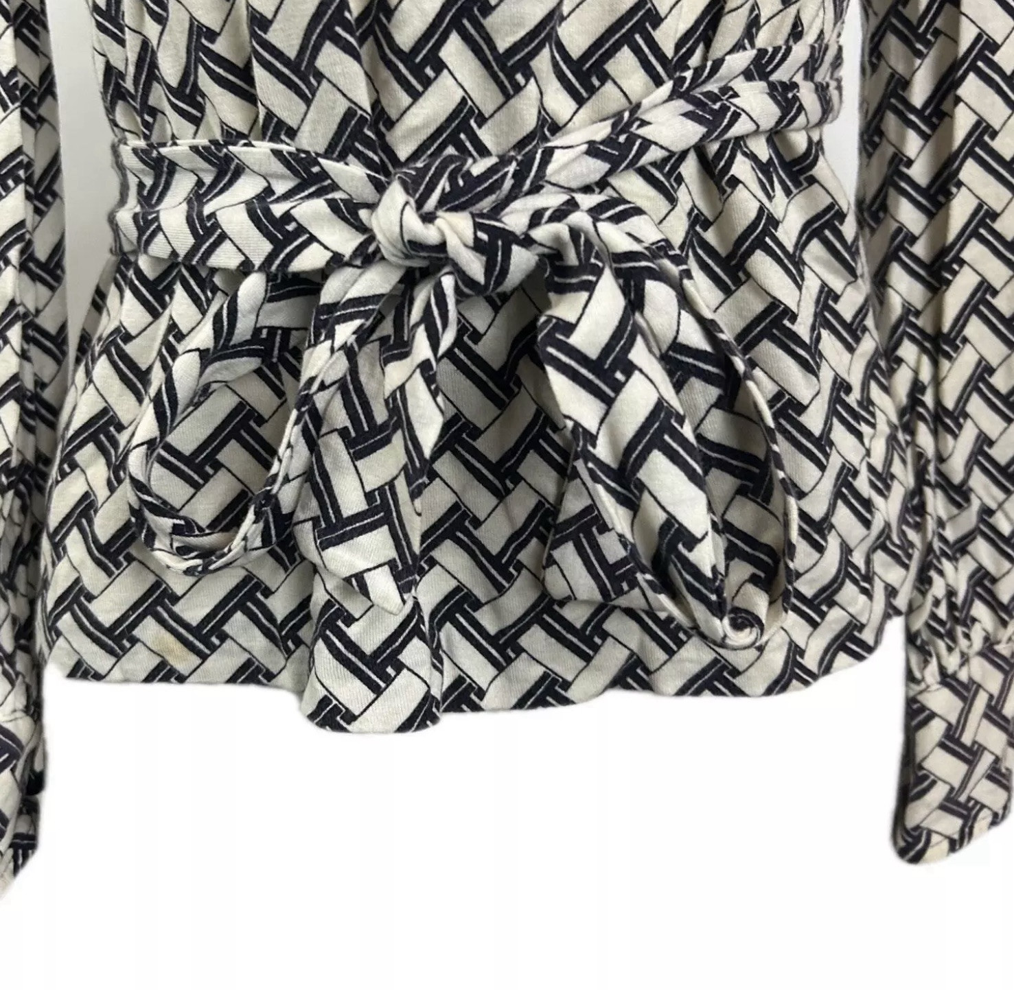1960s Button Up Collared Pop Art Basketweave Shirt Top / XS *
