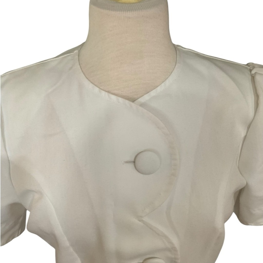 Vintage 90’s Action line white scallop trim button up dress with pockets size 8