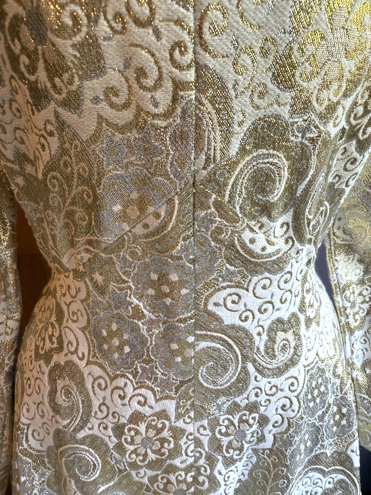 Vintage handmade Silver and Gold Brocade Dress, medium, Stunning !!