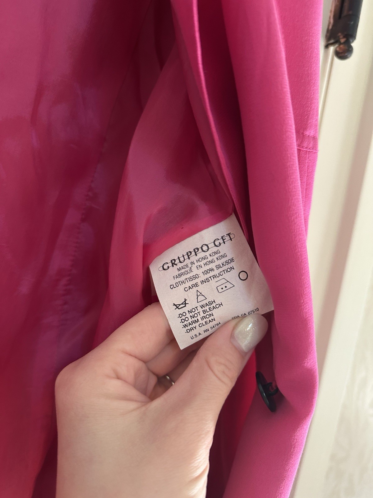 Vintage Ungaro Ter 80s Blazer, 100% Silk Hot Pink Magenta, Size 10