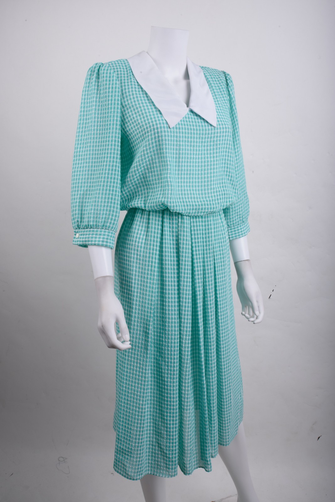 Vintage Breli Originals Womans Dress Size 10 blue Green Gingham Check Peter pan