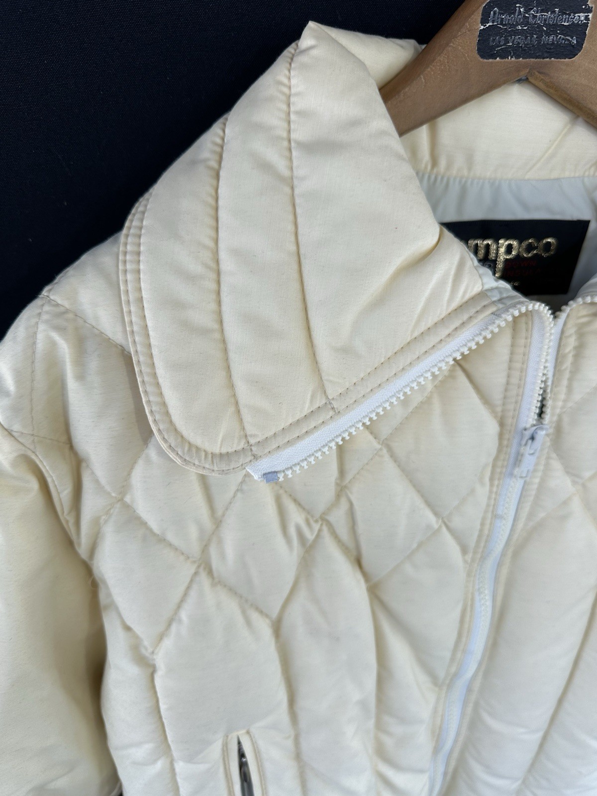 VTG TEMPCO Puffer Jacket Down Insulated Quilted 70s Cream Women’s Size 14