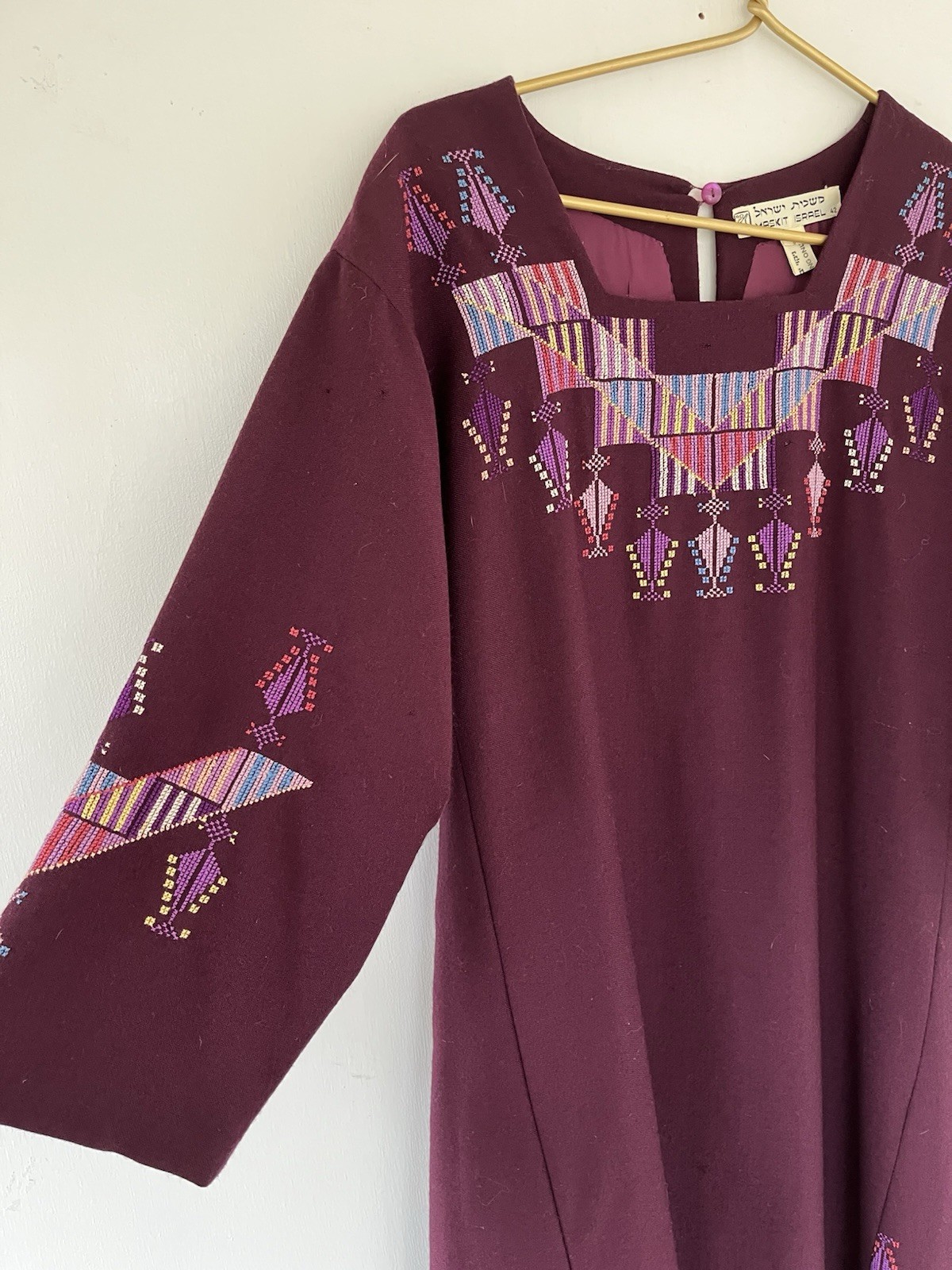 Vintage 1972 Hand Embroidered Wool Ethnic Caftan 70s Kaftan