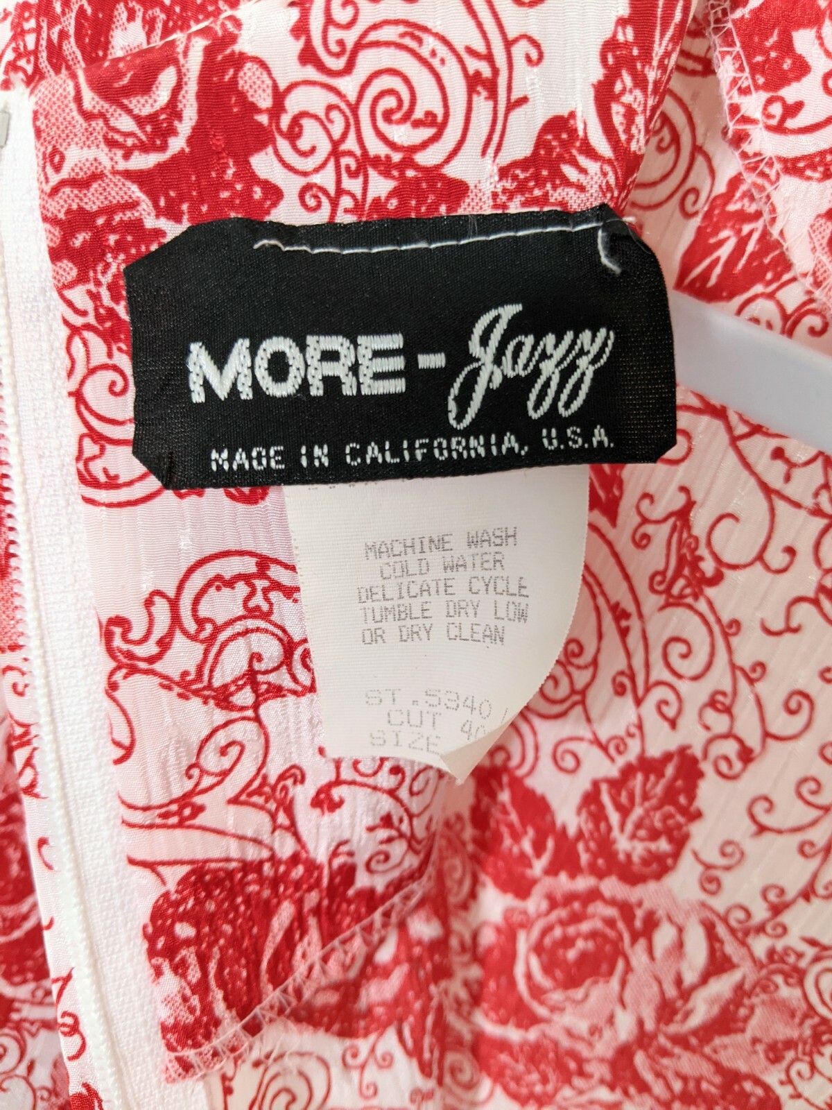 Vintage 80s Dress Womens 10 Long Top Retro Red White Shoulder Pads Puffy Sleeves