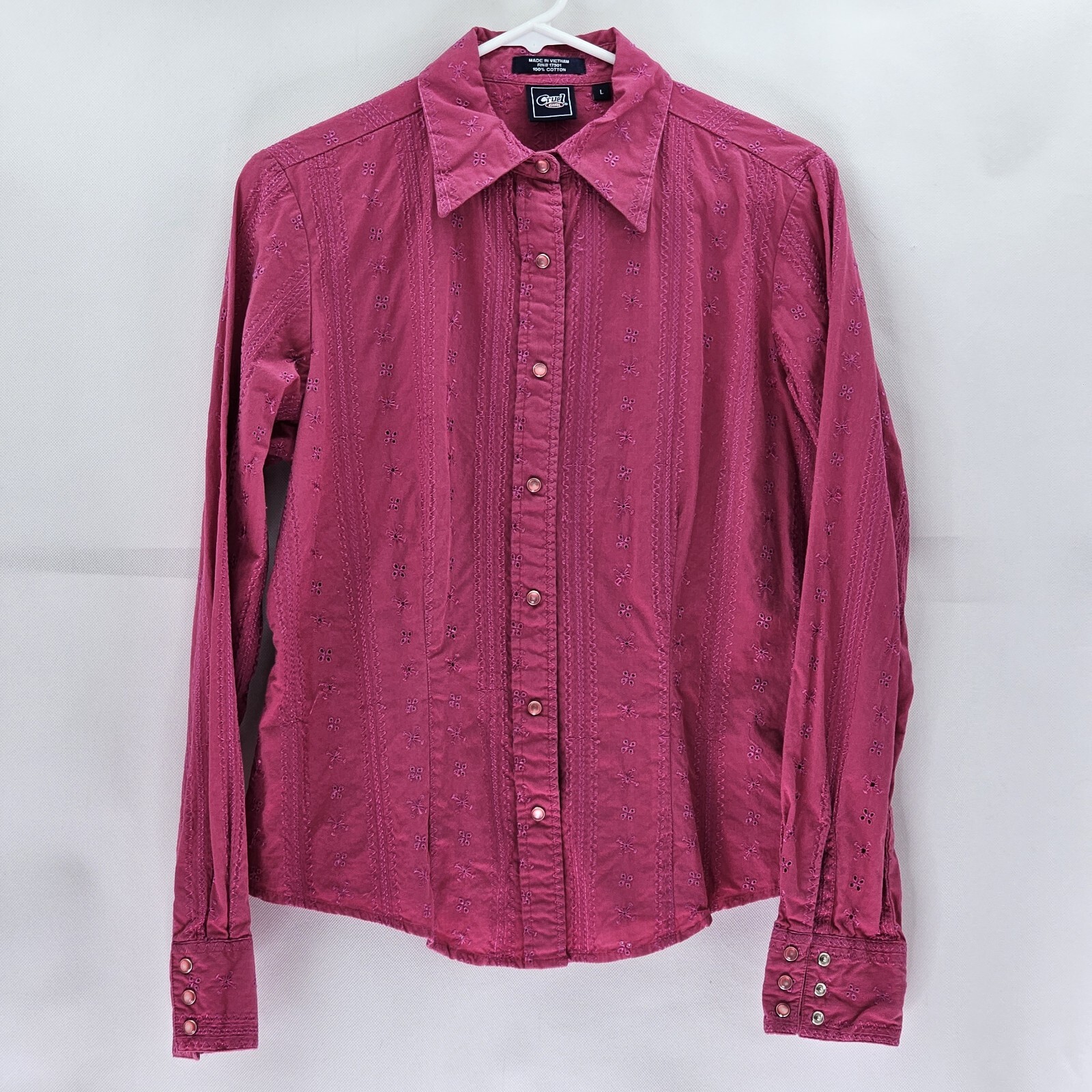 Vintage Cruel Girl Women Size L Pink Cotton Button-Down Longsleeves Shirt