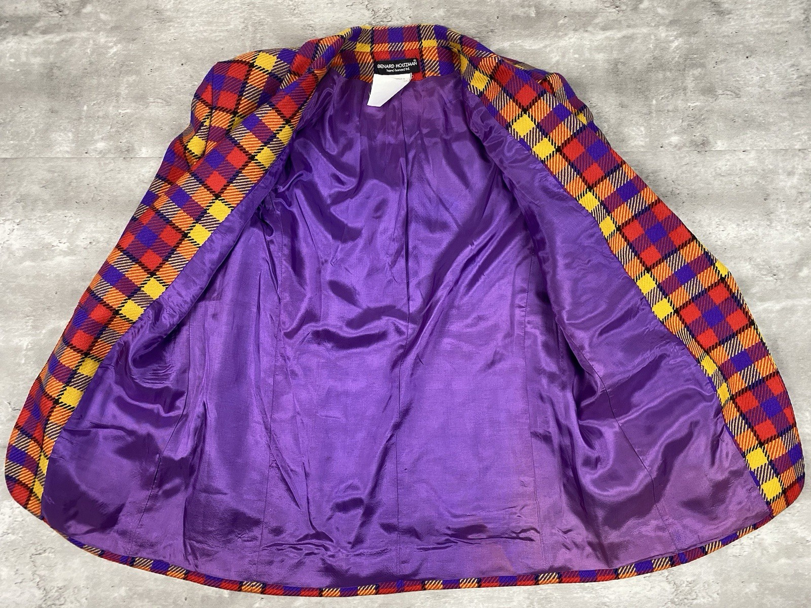vintage 90s BENARD HOLTZMAN HARVE BENARD WOOL BLAZER WOMENS 12 RED YELLOW PURPLE