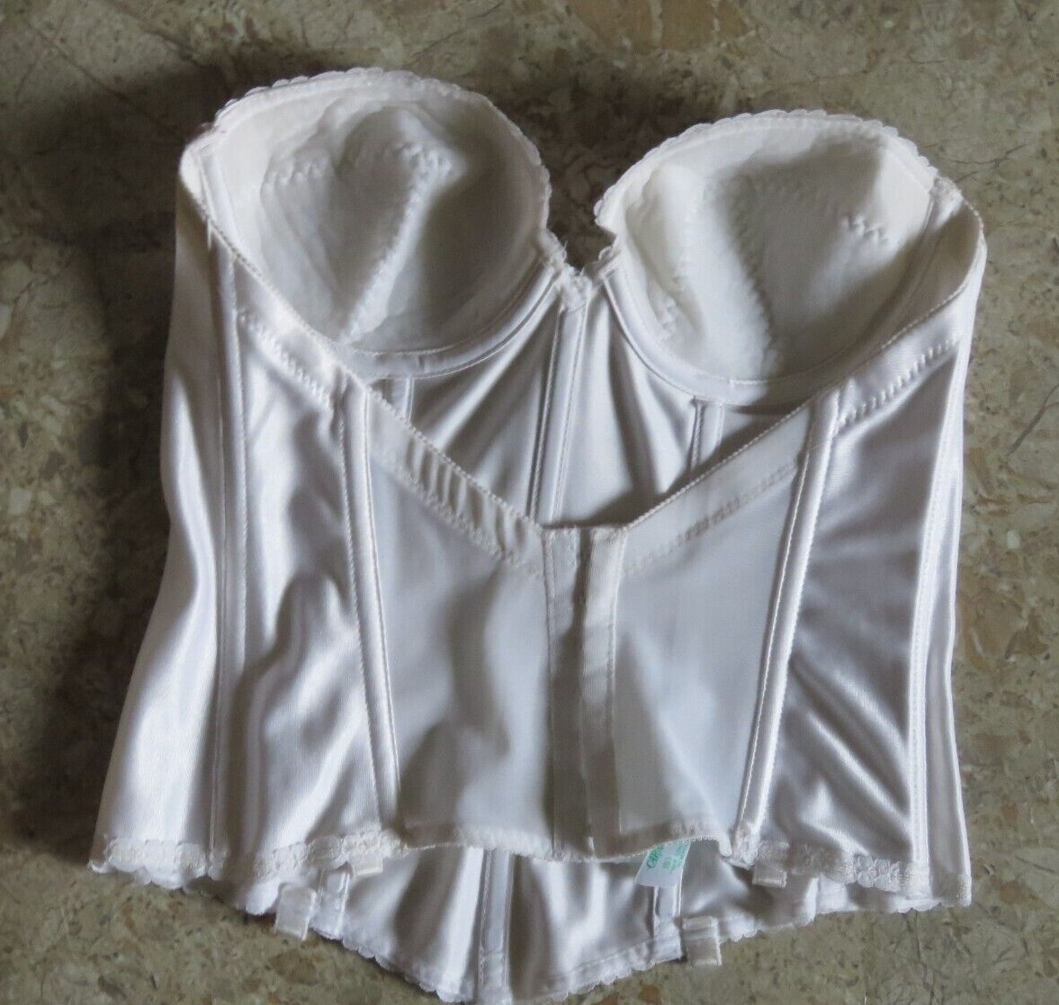 VTG Carnival Sz 36B White Corset Pin Up Bustier Strapless Backless Sexy Bra 