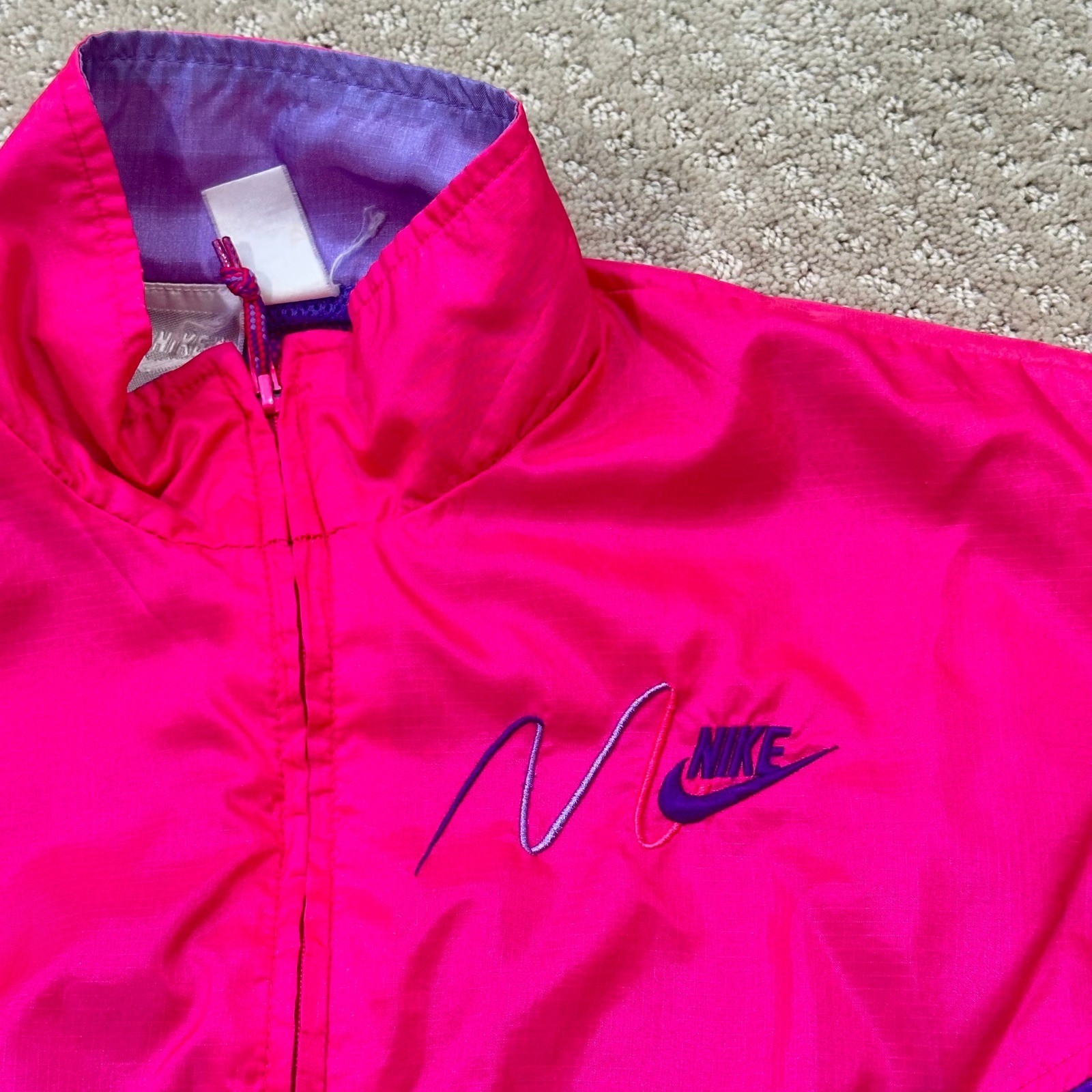 Vintage Nike Track Suit Womens Medium 10-12 Neon Pink Windbreaker Pants 80s 90s